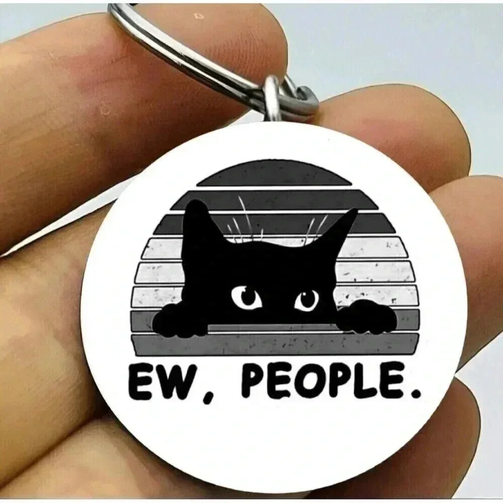 Funny Kitty Cat Ew On Poeple Human Cute Keychain